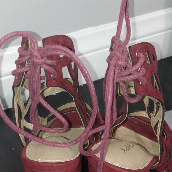 Velvet Burgundy Sandal Heels - Picture 8 of 9